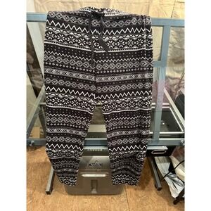 Old Navy Fair Isle Fleece Pajama Pants Women's Medium Black White Cozy Sleepwear